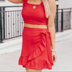 Pink Lily Meant to Be two-piece set in red